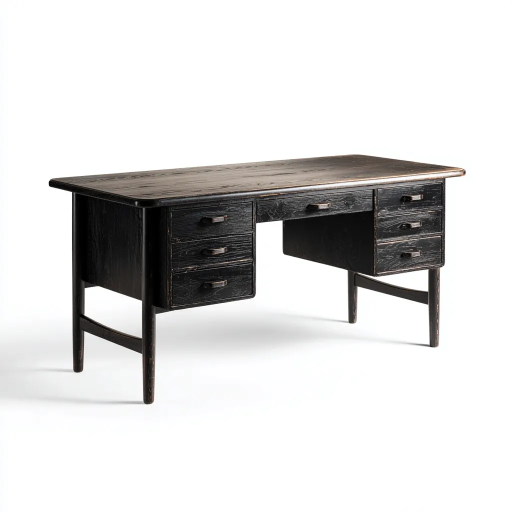 Bureau - bois - 150x70x75 cm - noir - pour bureau - design classique-Styleixe