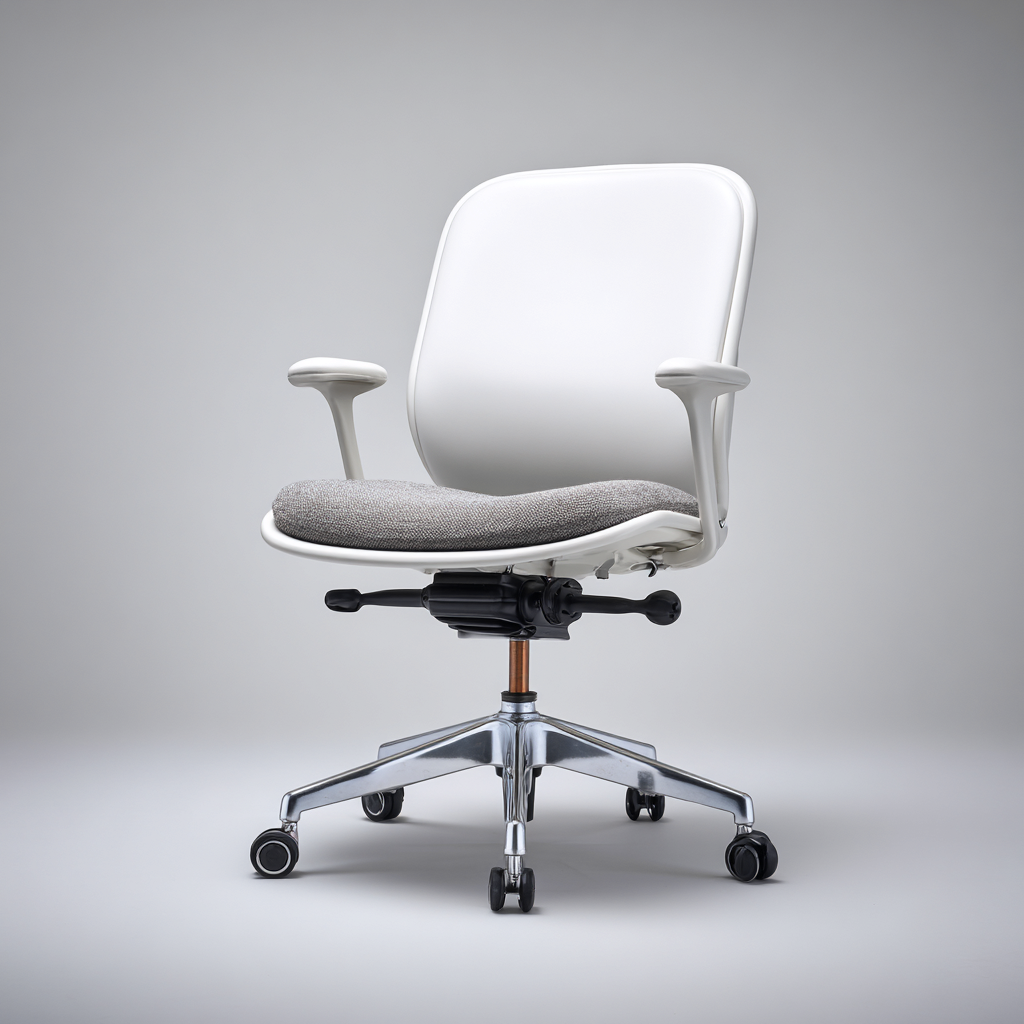 Chaise de bureau coque plastique et tissu blanc gris 60x62x92 cm - réglable - design moderne - adaptée au bureau-Styleixe