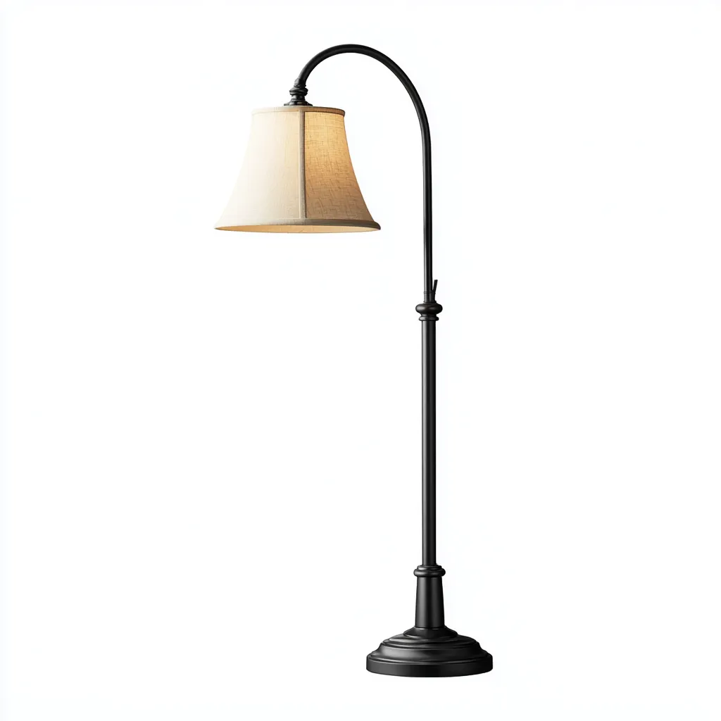 Lampadaire métal tissu 34x28x165 cm noir blanc cassé - style classique pour salon-Styleixe