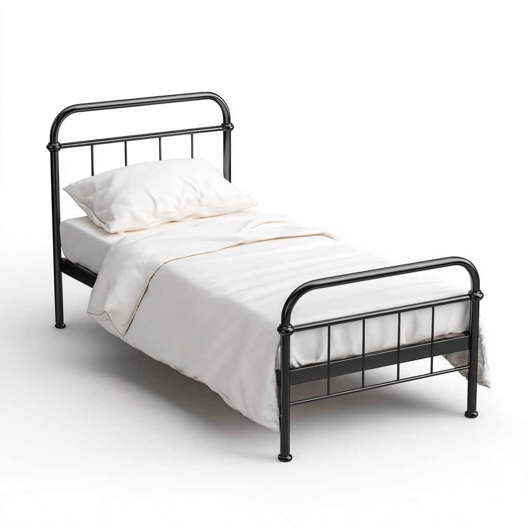 Lit simple en métal 200x100x95 cm - noir - style vintage - pour chambre-Styleixe