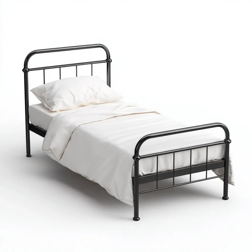 Lit simple en métal 200x100x95 cm - noir - style vintage - pour chambre-Styleixe