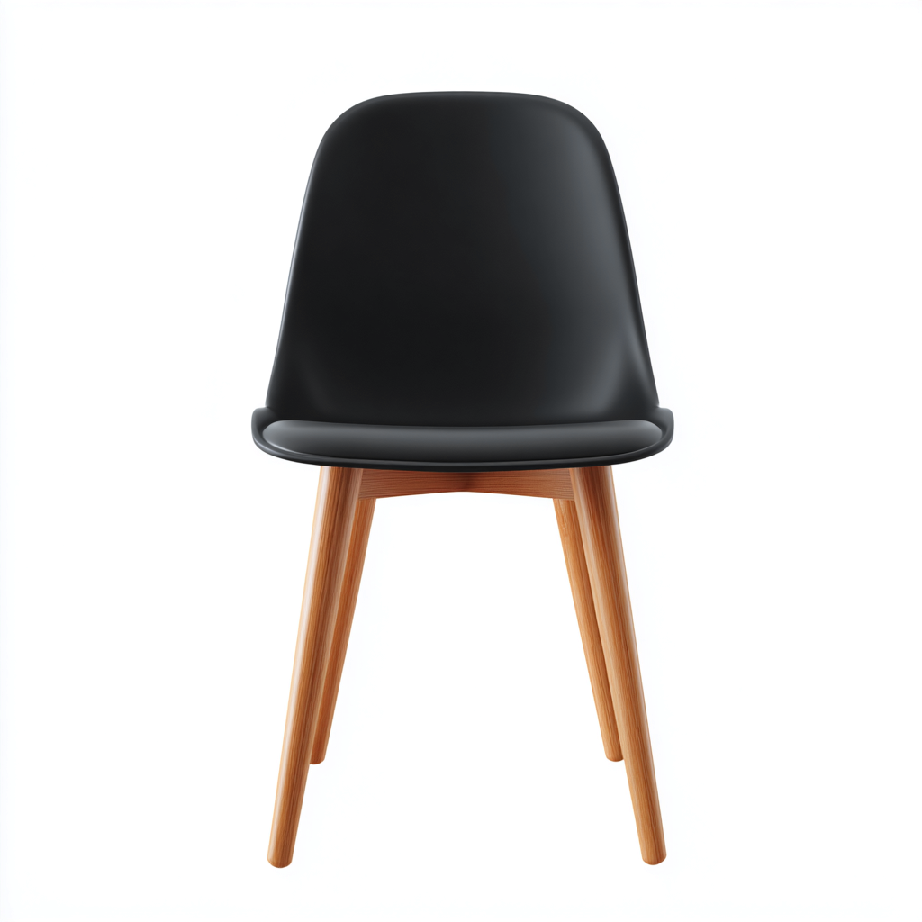 Chaise de salle à manger plastique et bois 50x50x82 cm - noir - adaptée à la salle à manger - style contemporain-Styleixe