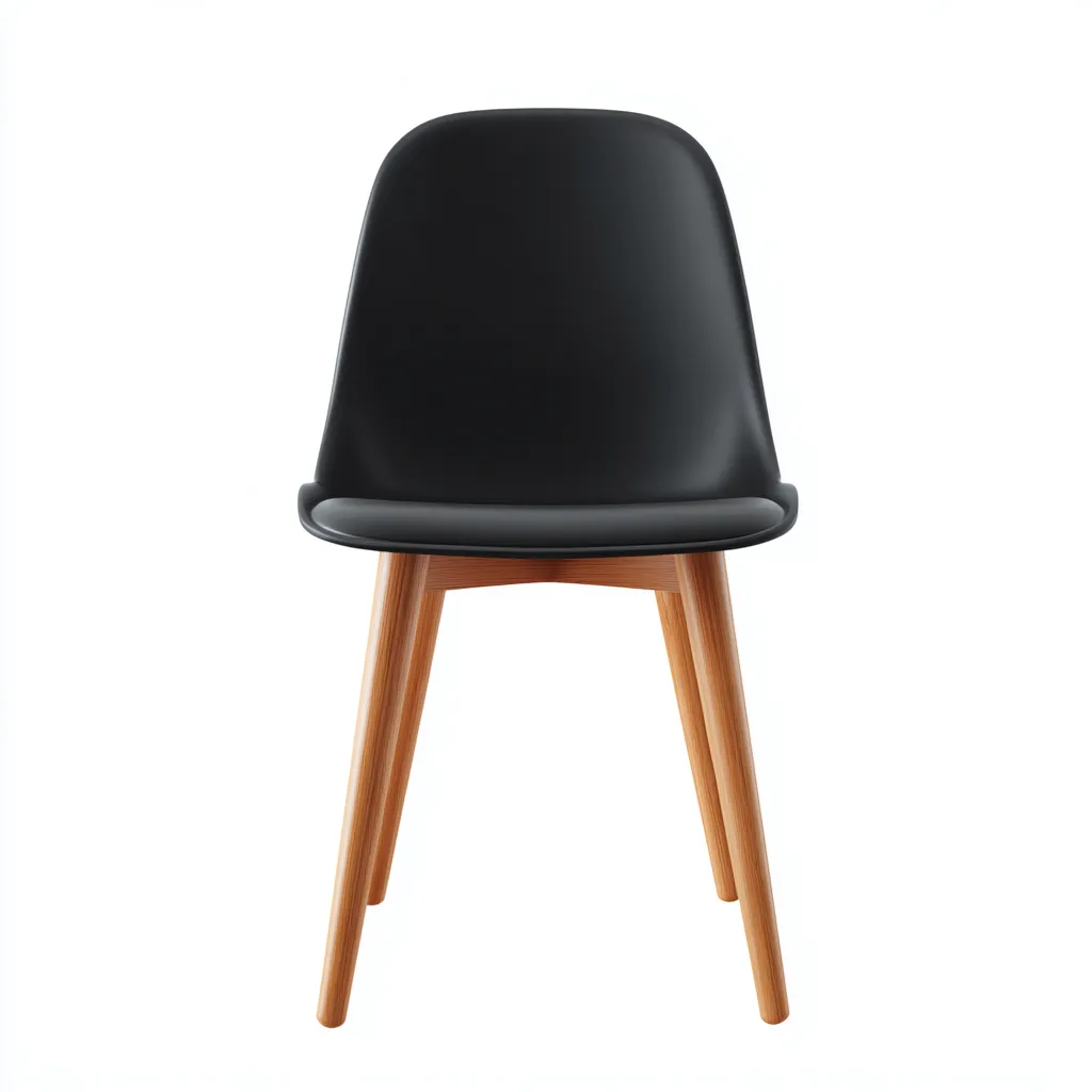 Chaise de salle à manger plastique et bois 50x50x82 cm - noir - adaptée à la salle à manger - style contemporain-Styleixe