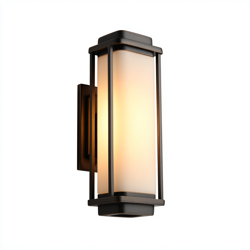 Applique murale - métal et verre dépoli - 17x13x35 cm - bronze foncé - pour intérieur et extérieur - design classique contemporain-Styleixe