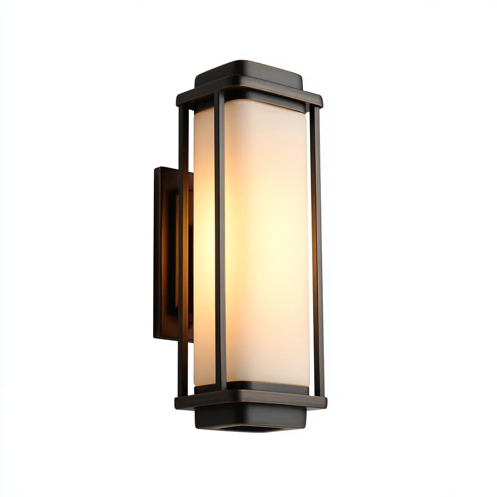 Applique murale - métal et verre dépoli - 17x13x35 cm - bronze foncé - pour intérieur et extérieur - design classique contemporain-Styleixe