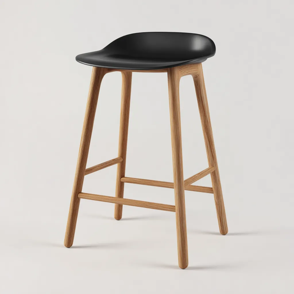 Tabouret de bar bois avec assise en plastique 40x40x75 cm - noir - bois - design moderne pour salle à manger-Styleixe