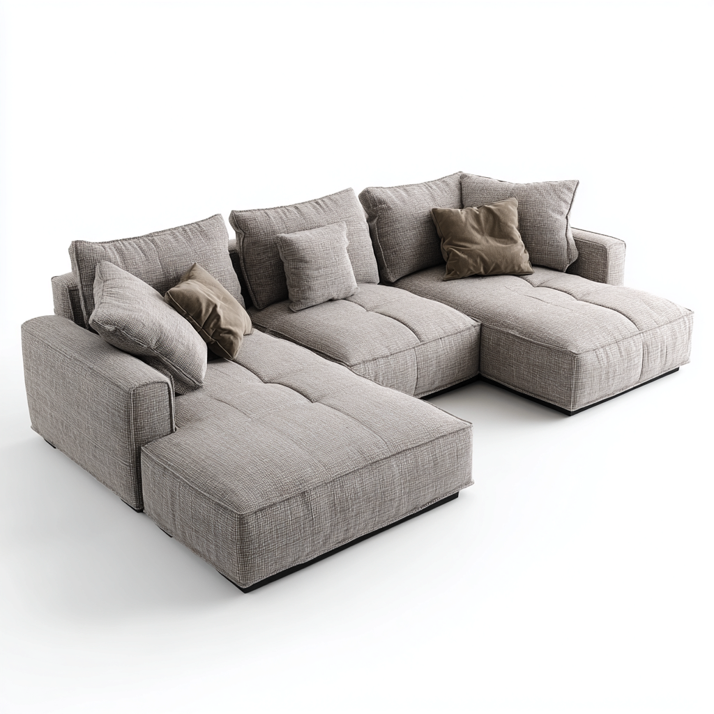 Canapé modulable en tissu 300x180x90 cm - gris clair - design moderne pour salon-Styleixe