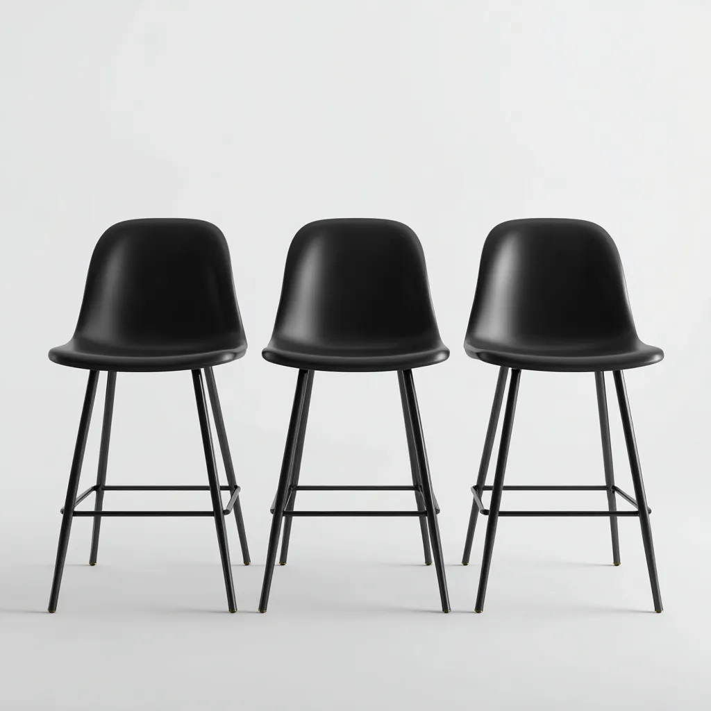 Tabouret de bar métal avec assise en plastique 45x45x95 cm - noir - design moderne pour salle à manger-Styleixe