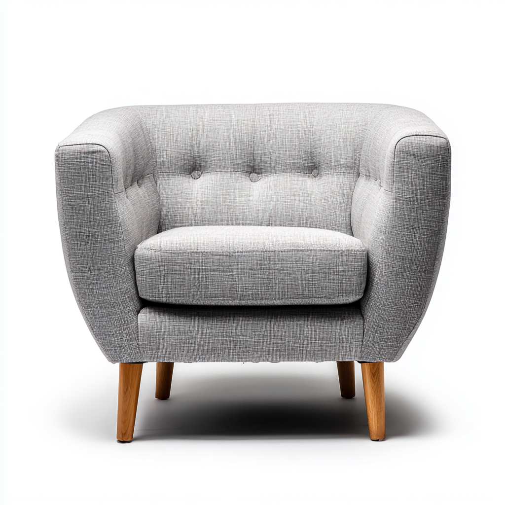 Fauteuil en tissu pieds en bois 80x76x83 cm - gris clair - design moderne pour salon-Styleixe