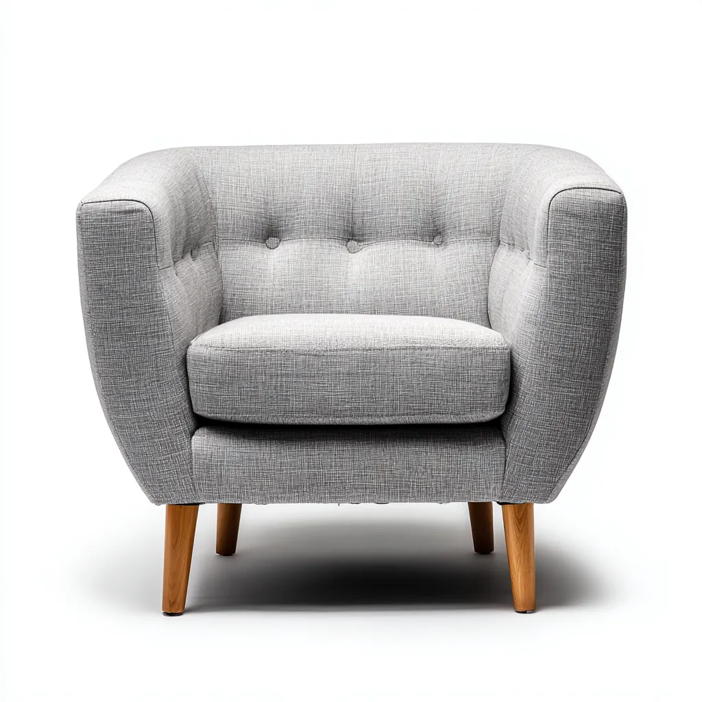Fauteuil en tissu pieds en bois 80x76x83 cm - gris clair - design moderne pour salon-Styleixe