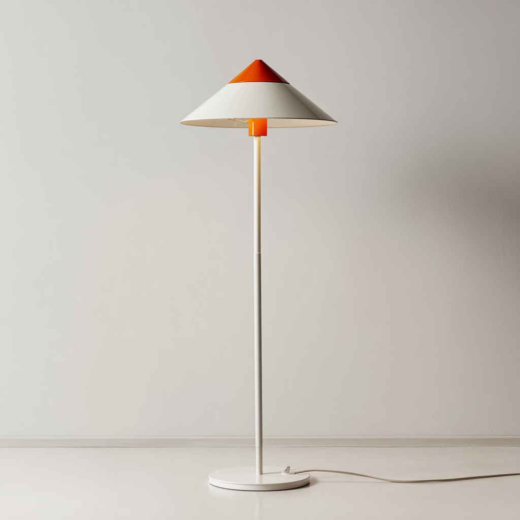 Lampadaire métal 35x35x160 cm blanc orange - style moderne pour salon-Styleixe