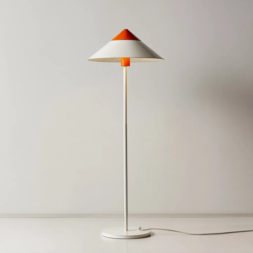 Lampadaire métal 35x35x160 cm blanc orange - style moderne pour salon-Styleixe