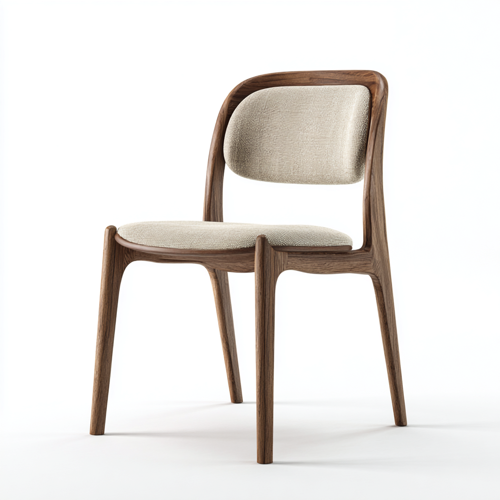 Chaise de salle à manger bois et assise rembourrée 46x50x82 cm - beige - brun - adaptée à la salle à manger - style contemporain-Styleixe