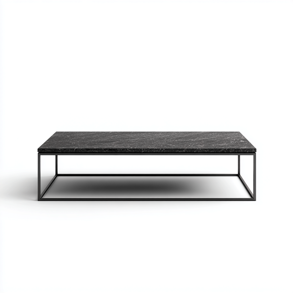 Table basse rectangulaire marbre et métal 120x60x38 cm - noir - style moderne - adaptée au salon-Styleixe