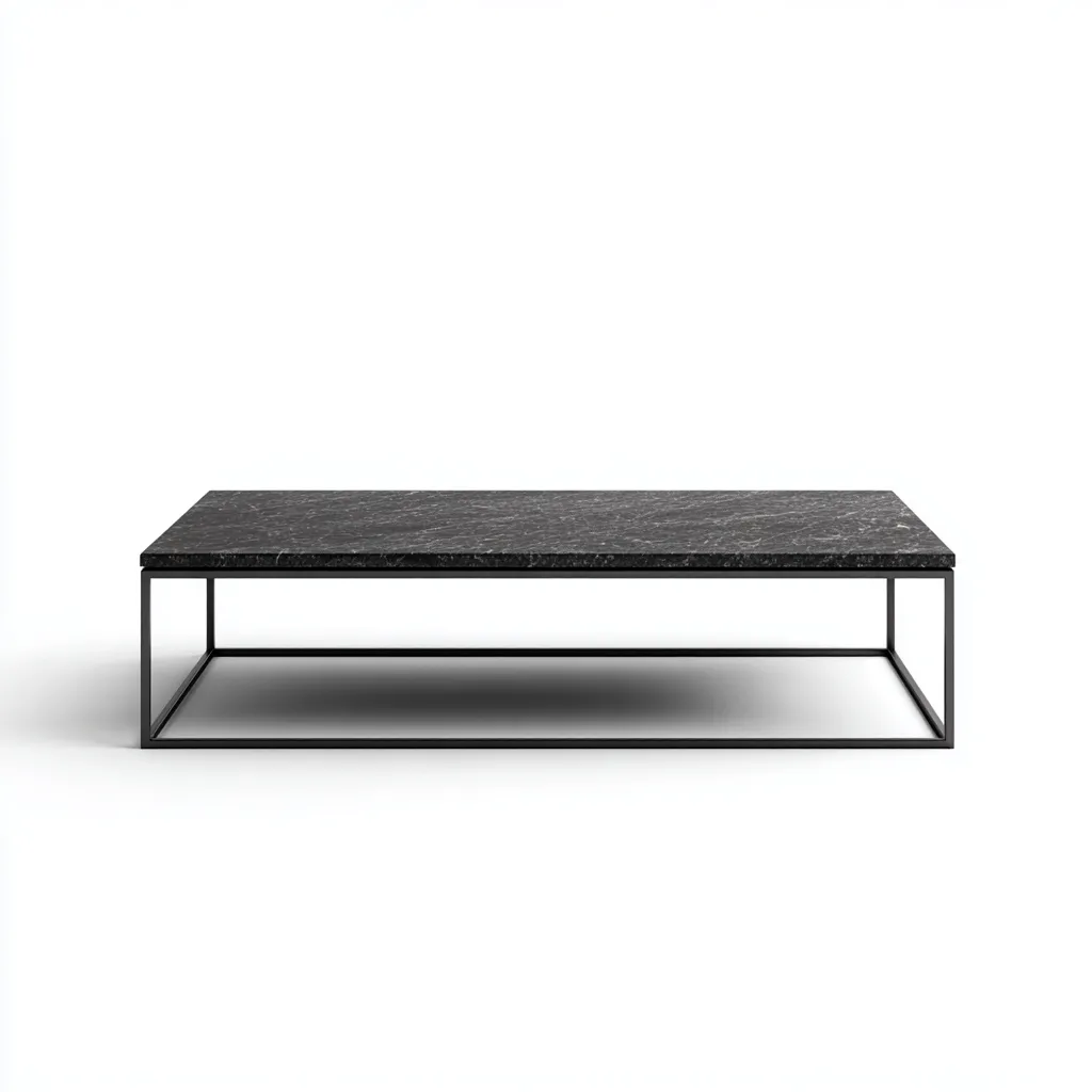 Table basse rectangulaire marbre et métal 120x60x38 cm - noir - style moderne - adaptée au salon-Styleixe