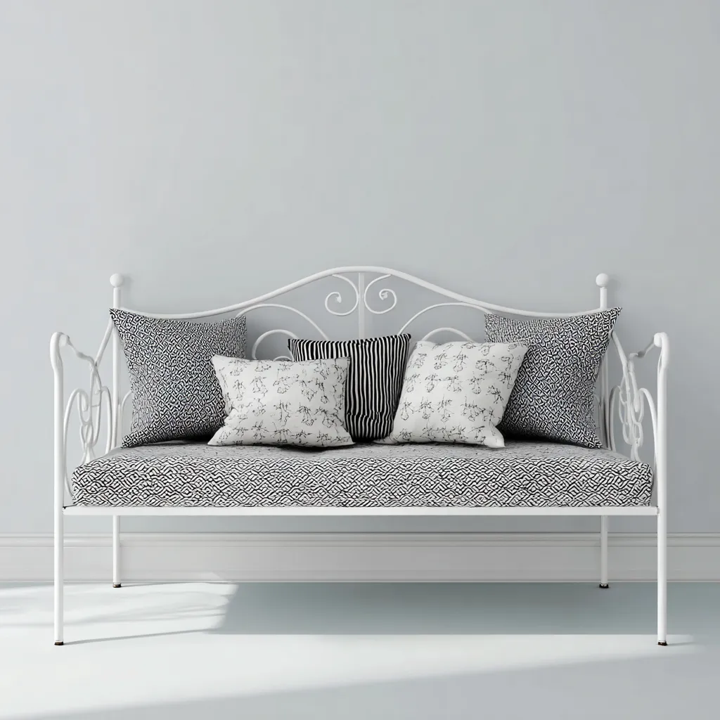 Canapé lit métal 195x90x100 cm - blanc - style classique pour chambre-Styleixe