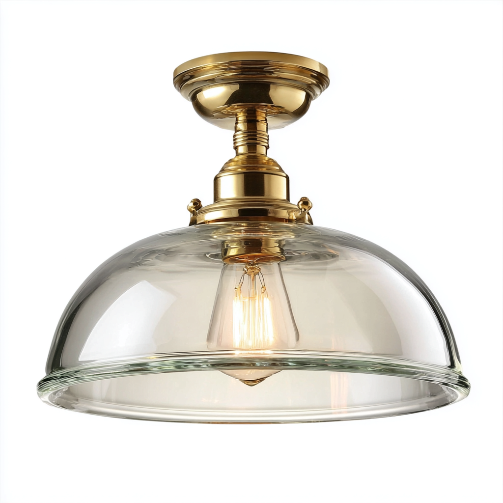 Plafonnier métal verre 24x24x20 cm or transparent - style classique moderne pour intérieur-Styleixe