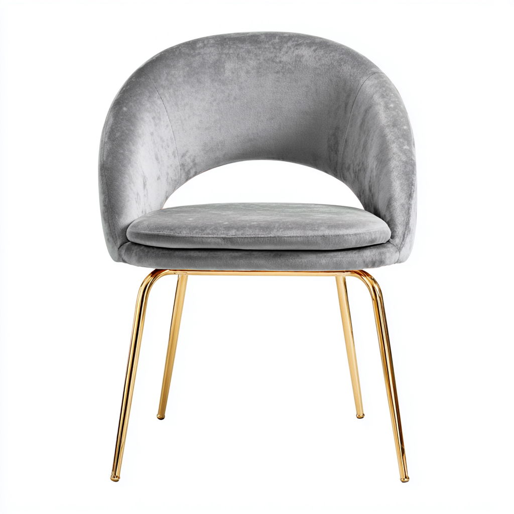 Fauteuil en velours pieds métalliques 60x56x78 cm - gris clair - design moderne pour salon-Styleixe