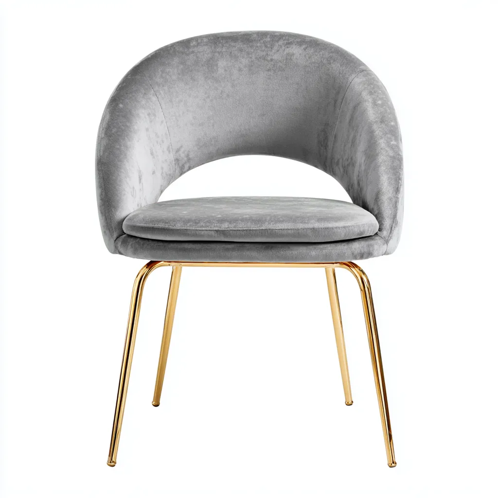 Fauteuil en velours pieds métalliques 60x56x78 cm - gris clair - design moderne pour salon-Styleixe