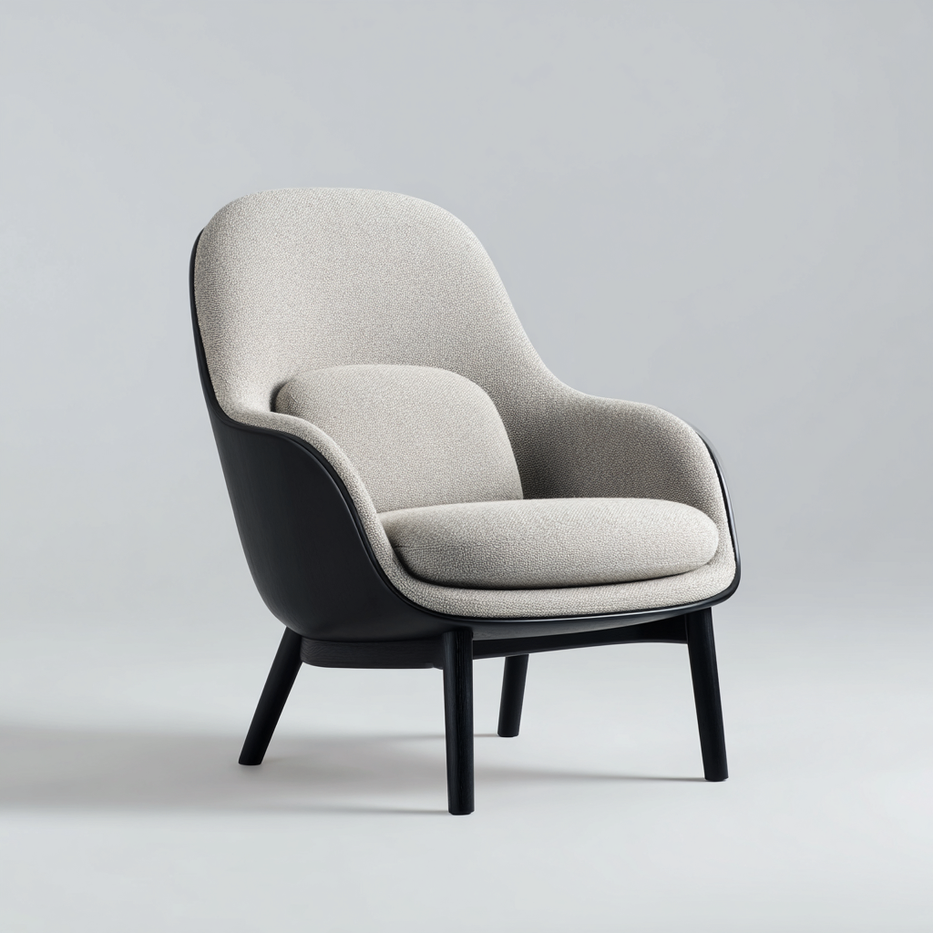 Fauteuil en tissu structure en bois 82x78x95 cm - gris clair - design moderne pour salon-Styleixe