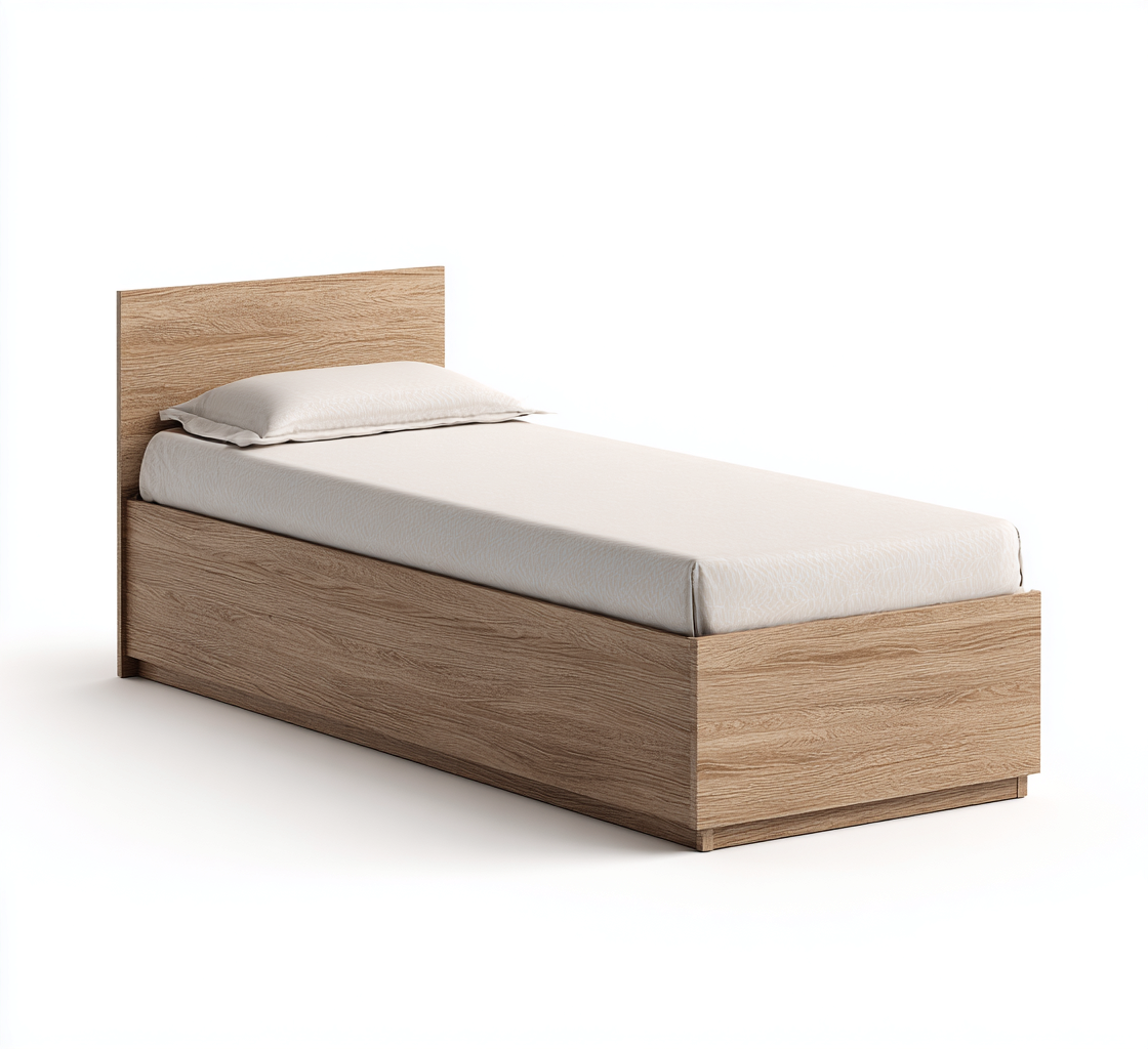 Lit simple en bois 200x100x75 cm - chêne clair - style moderne - pour chambre-Styleixe