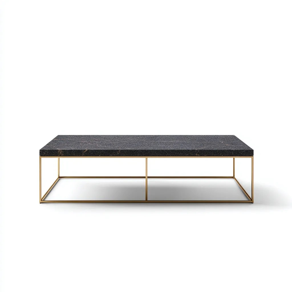 Table basse rectangulaire marbre et métal 120x60x40 cm - noir - doré - style moderne - adaptée au salon-Styleixe