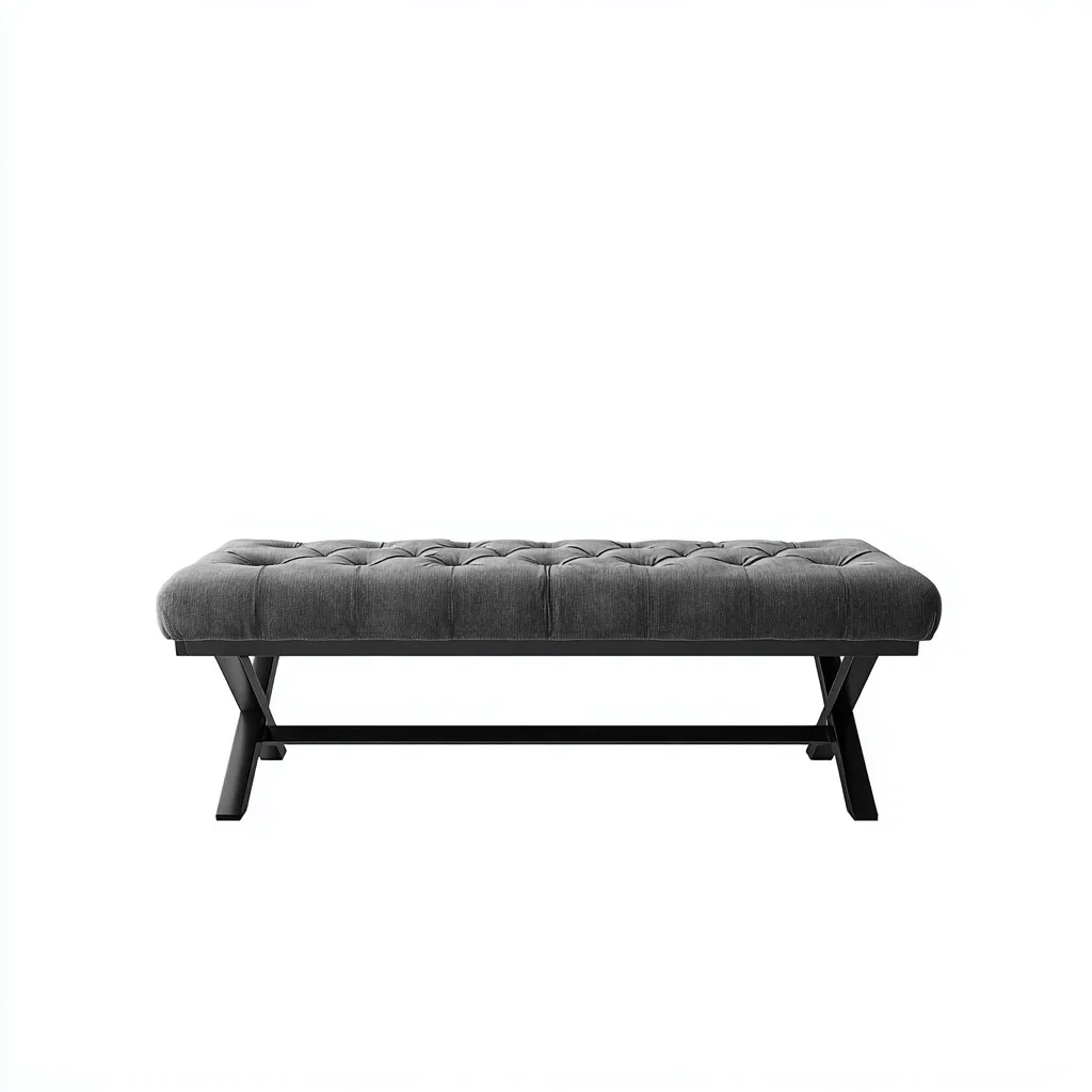 Banc de lit - tissu - métal - 110x40x45 cm - gris foncé - style moderne - pour chambre-Styleixe