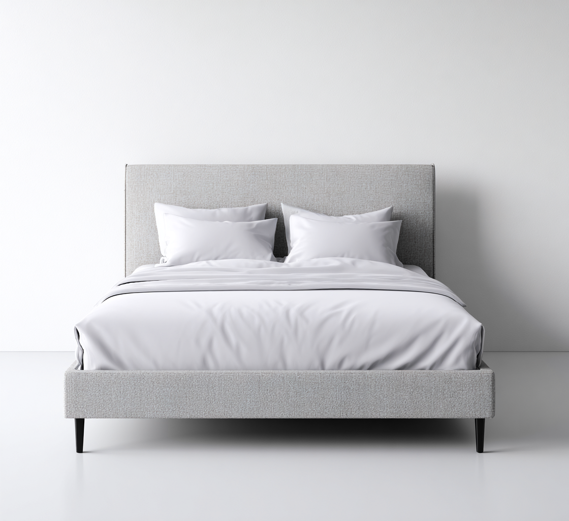 Lit double - tissu - 200x180x115 cm - gris clair - style moderne - pour chambre-Styleixe