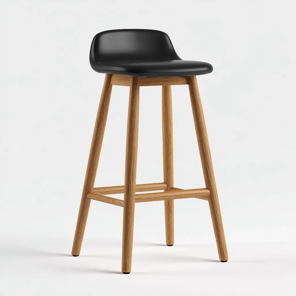 Tabouret de bar bois avec assise en plastique 40x40x75 cm - noir - design moderne pour salle à manger-Styleixe