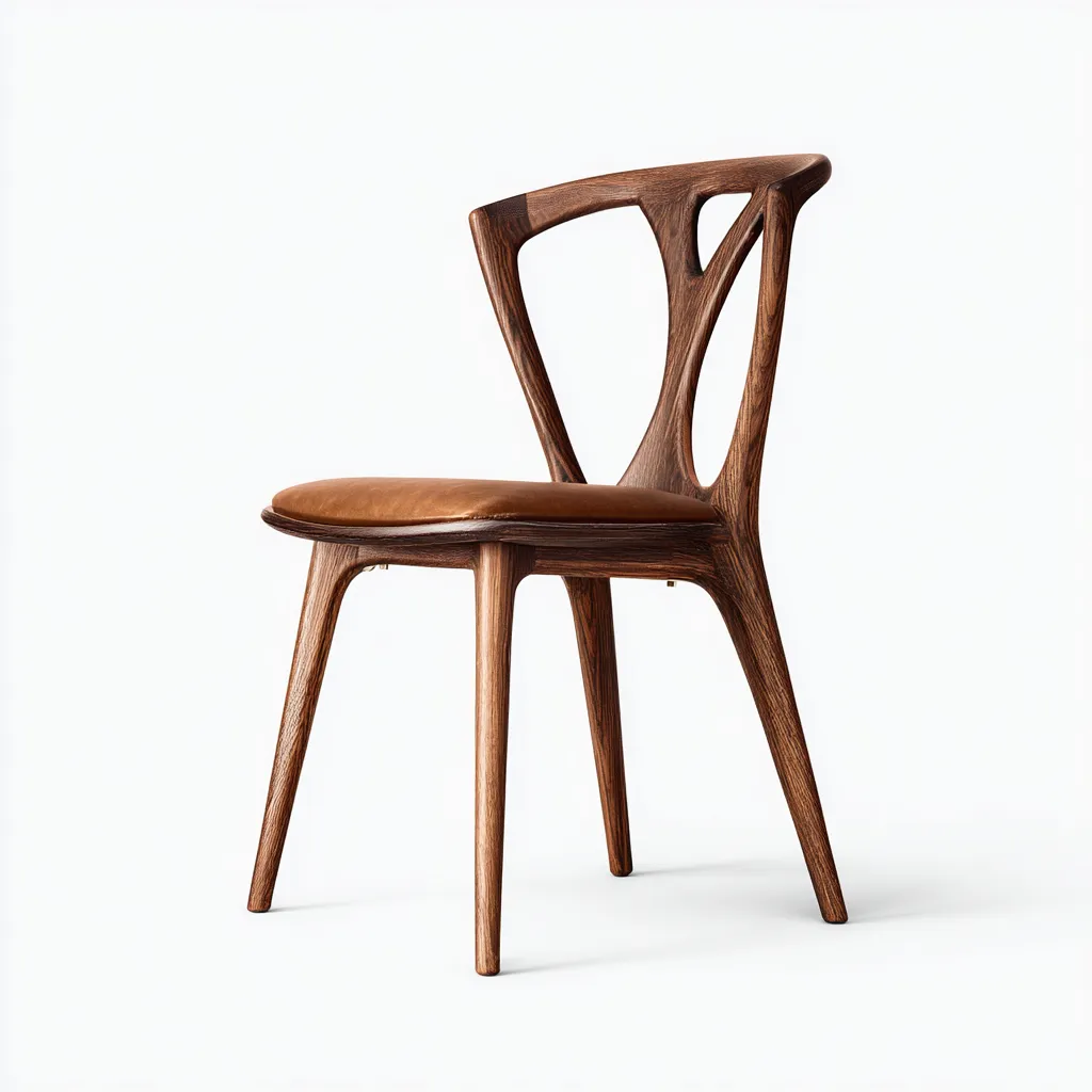 Chaise de salle à manger bois et assise rembourrée 46x50x82 cm - brun - adaptée à la salle à manger - style contemporain-Styleixe