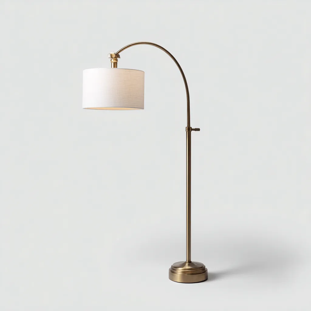 Lampadaire métal tissu 36x28x165 cm or blanc - style moderne pour salon-Styleixe