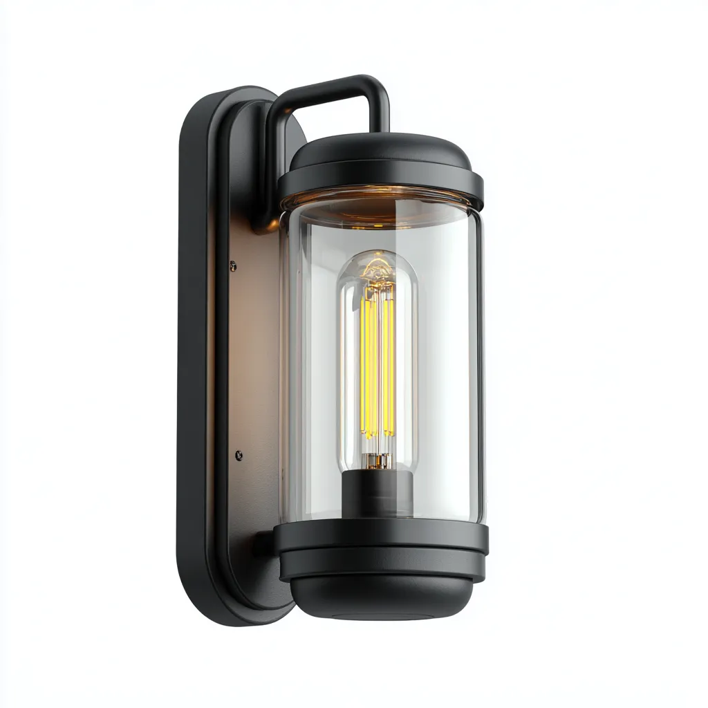 Applique murale - métal et verre - 15x12x30 cm - noir - pour intérieur et extérieur - design moderne industriel-Styleixe