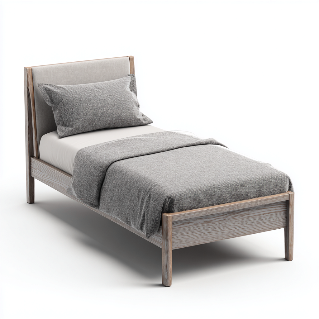 Lit simple en bois avec tête de lit rembourrée 200x100x95 cm - gris clair - style moderne - pour chambre-Styleixe