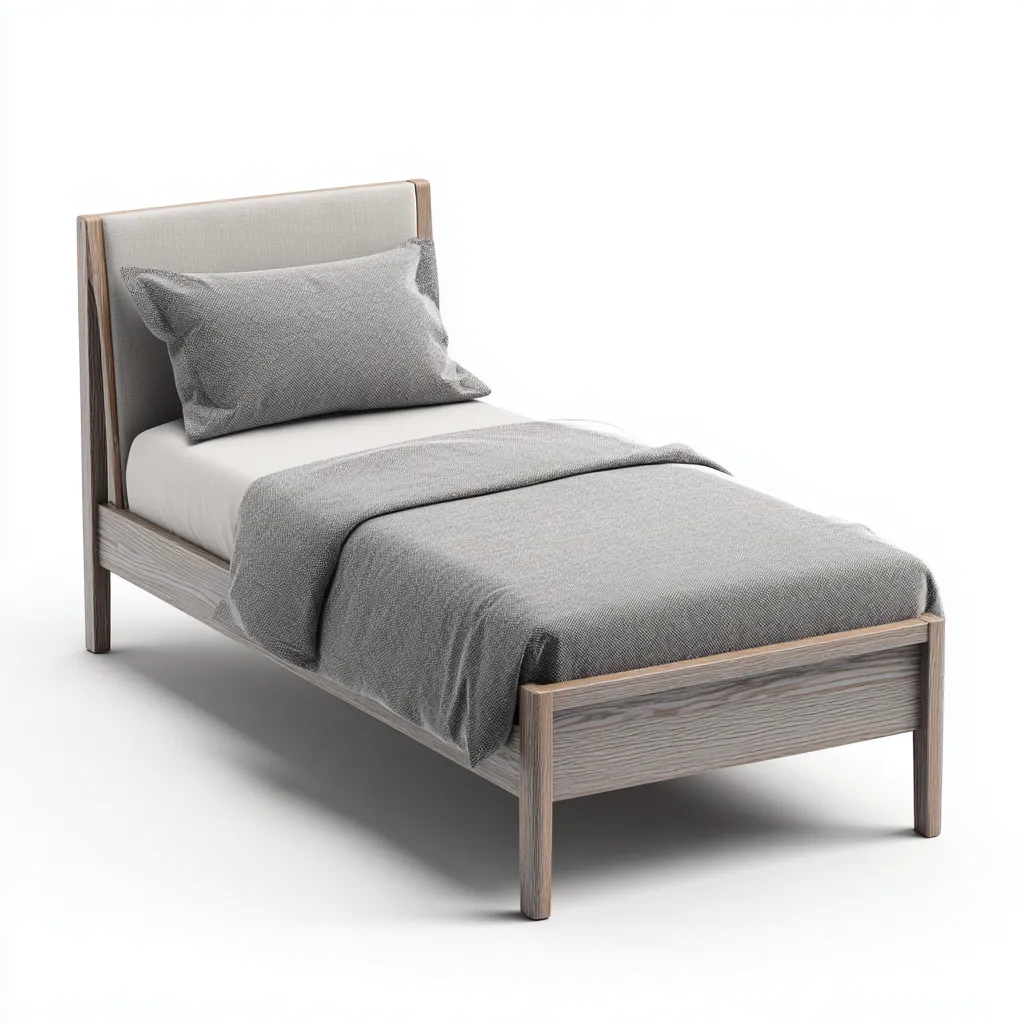 Lit simple en bois avec tête de lit rembourrée 200x100x95 cm - gris clair - style moderne - pour chambre-Styleixe