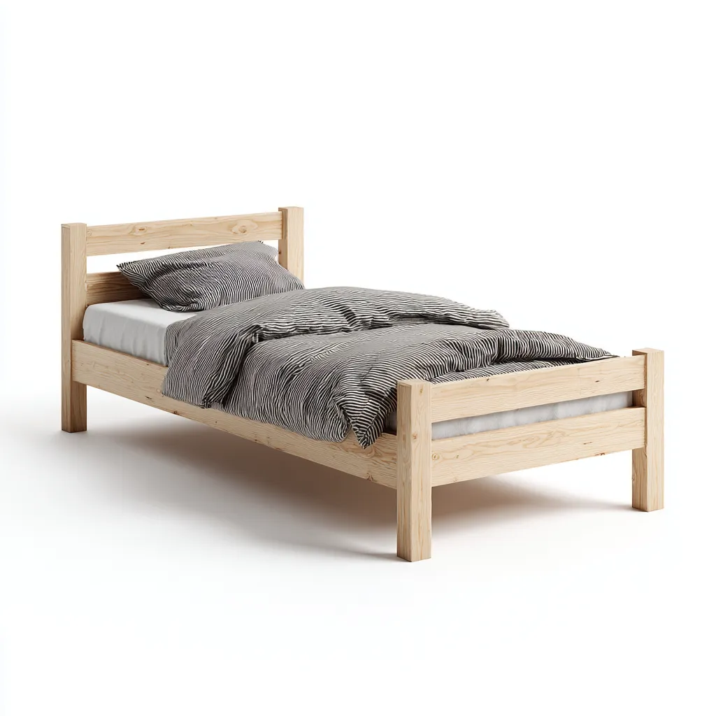 Lit simple en bois massif 200x100x85 cm - naturel - style minimaliste - pour chambre-Styleixe