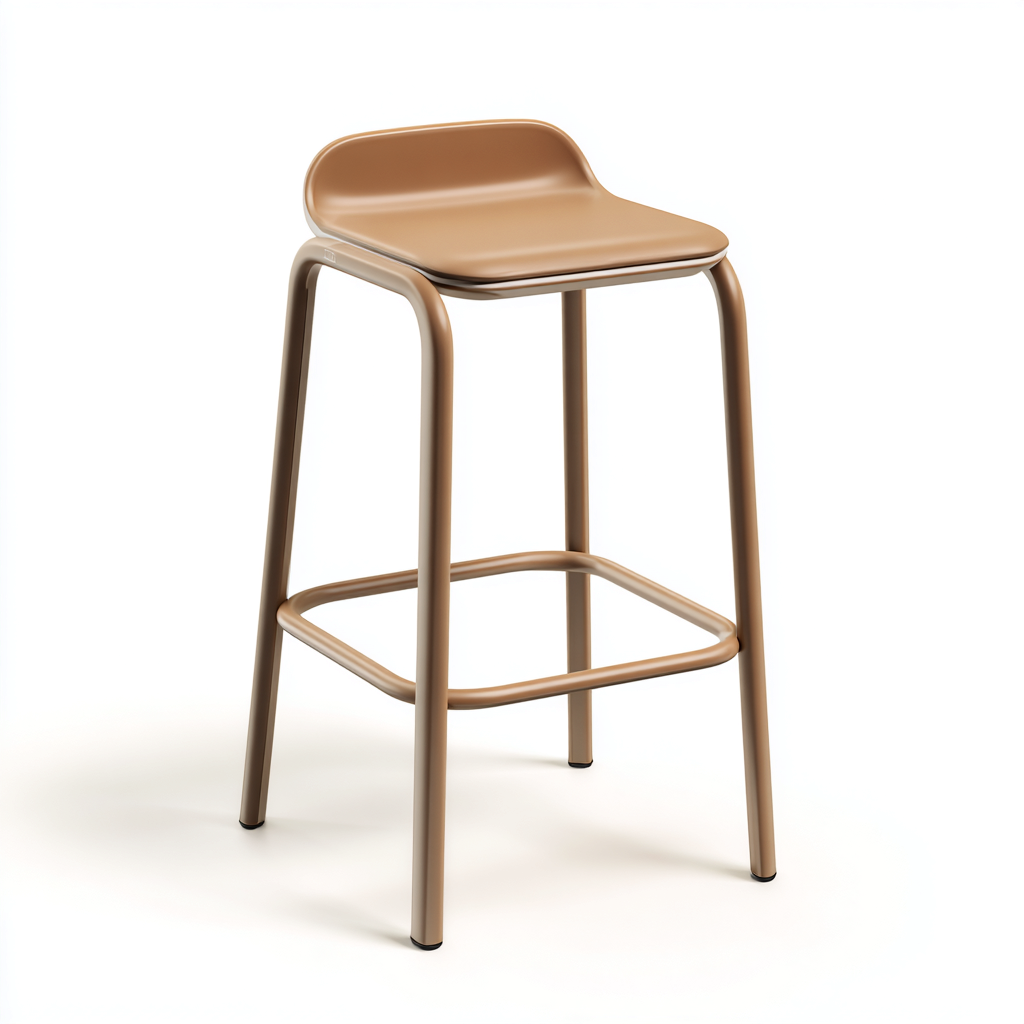 Tabouret de bar métal avec assise en plastique 40x40x75 cm - marron clair - design moderne pour salle à manger-Styleixe