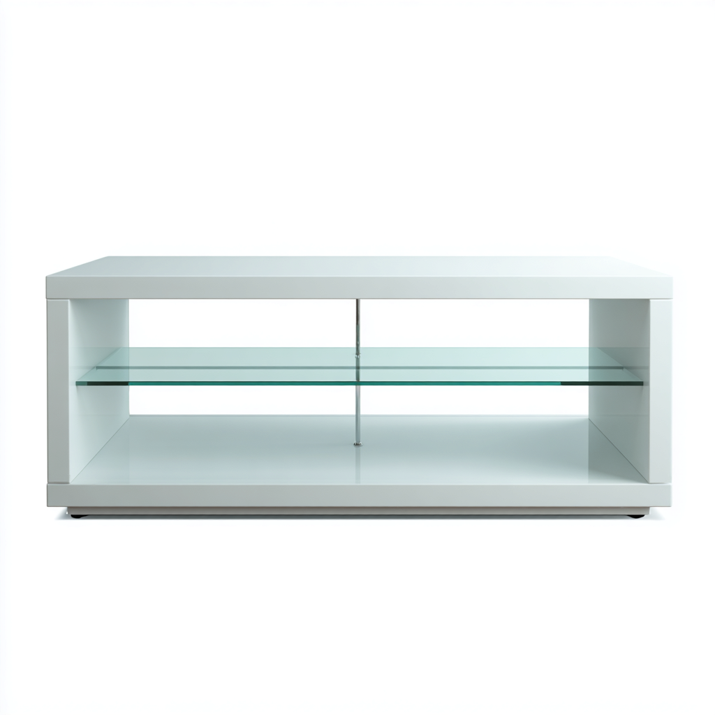 Meuble TV verre - blanc 150x40x50 cm - adapté au salon - style moderne-Styleixe