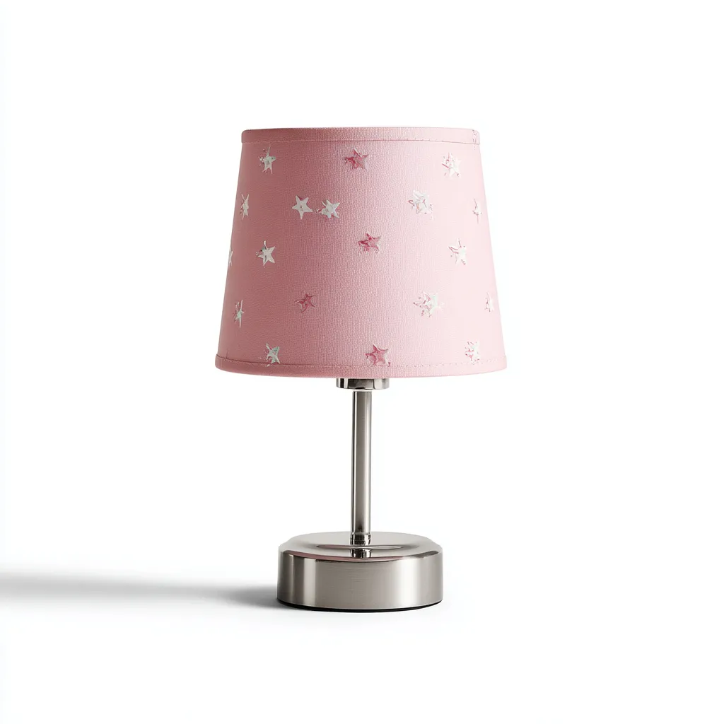 Lampe de table - métal - tissu - 16x16x28 cm - rose - argent - pour intérieur - design enfant-Styleixe
