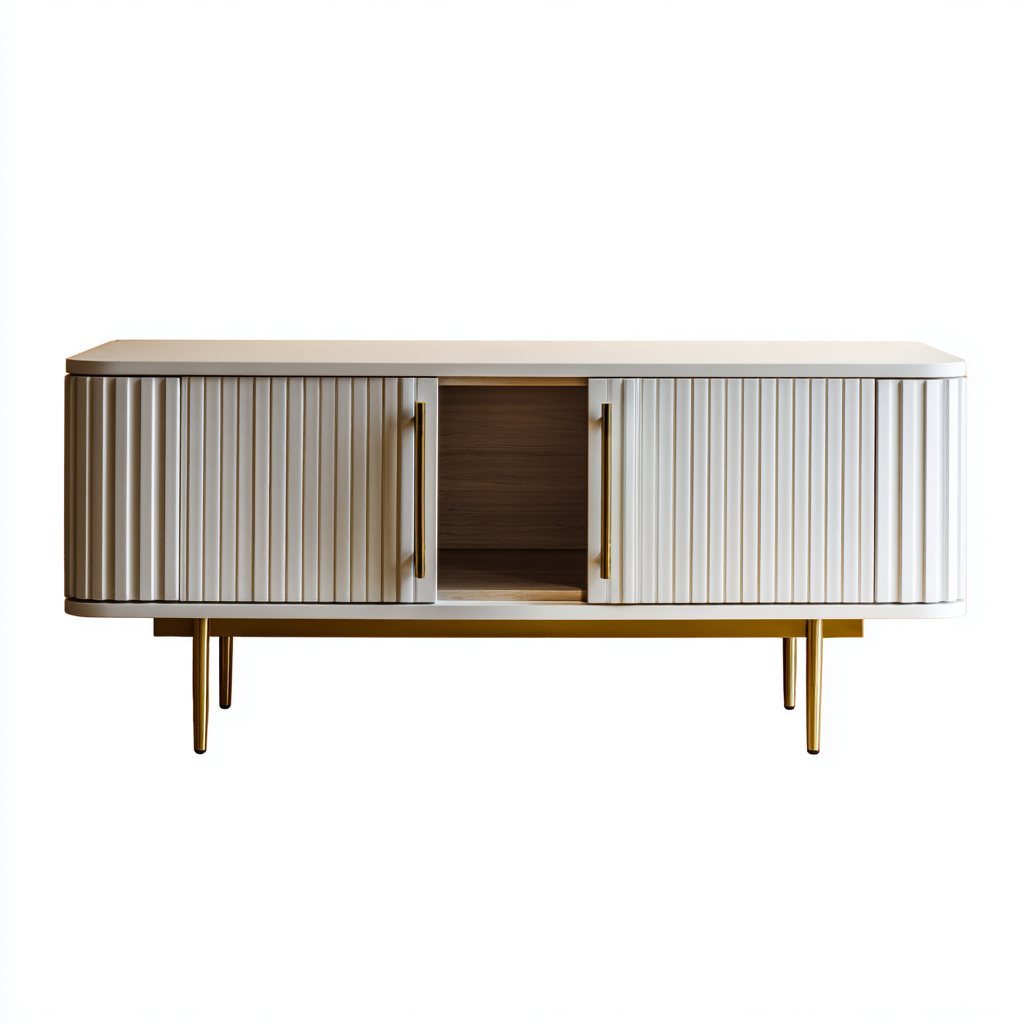 Meuble TV bois blanc 150x40x55 cm - adapté au salon - style moderne-Styleixe