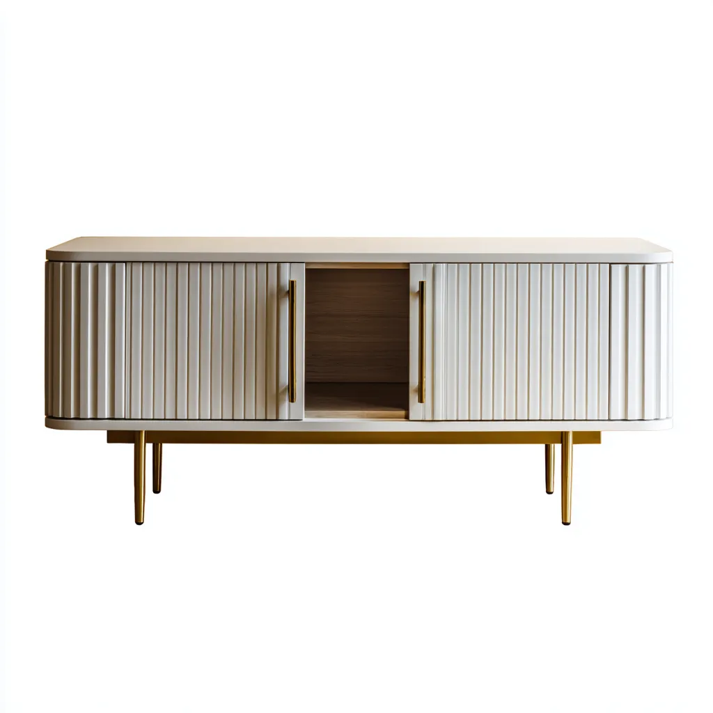 Meuble TV bois blanc 150x40x55 cm - adapté au salon - style moderne-Styleixe