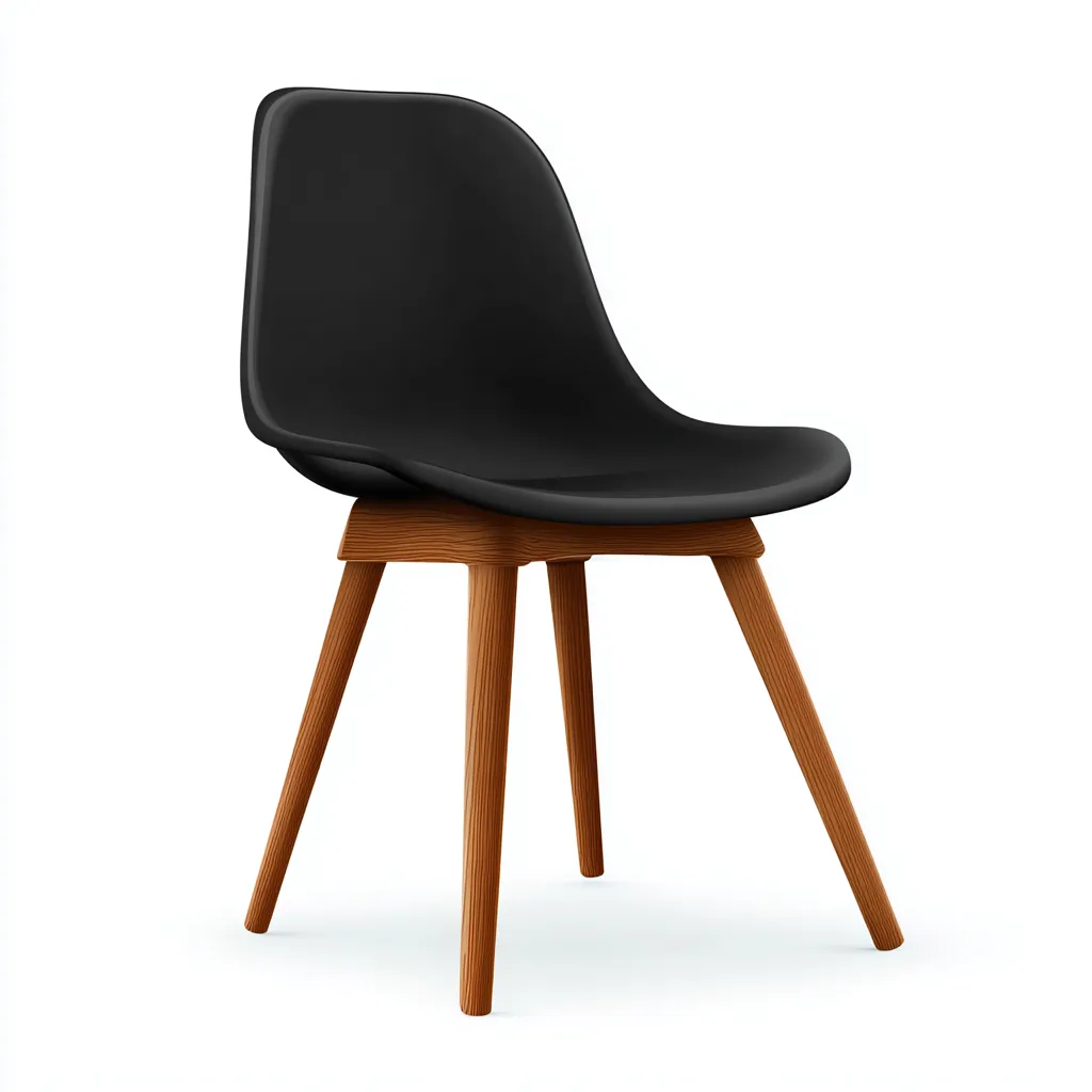 Chaise de salle à manger plastique et bois 48x50x82 cm - noir - adaptée à la salle à manger - style contemporain-Styleixe