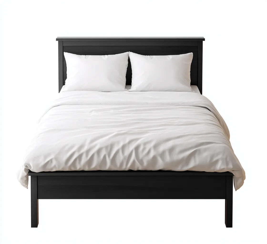 Lit double - bois massif - 200x180x108 cm - noir - style moderne - pour chambre-Styleixe