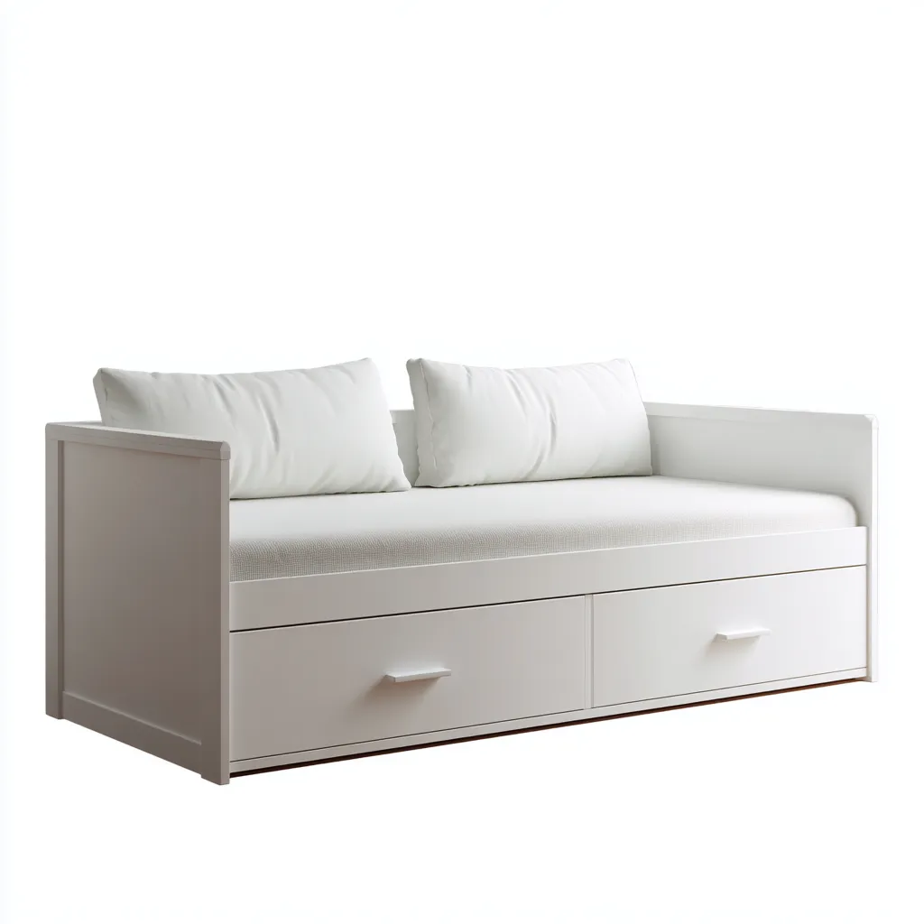 Canapé lit bois 200x90x85 cm - blanc - avec rangements - style moderne pour chambre-Styleixe