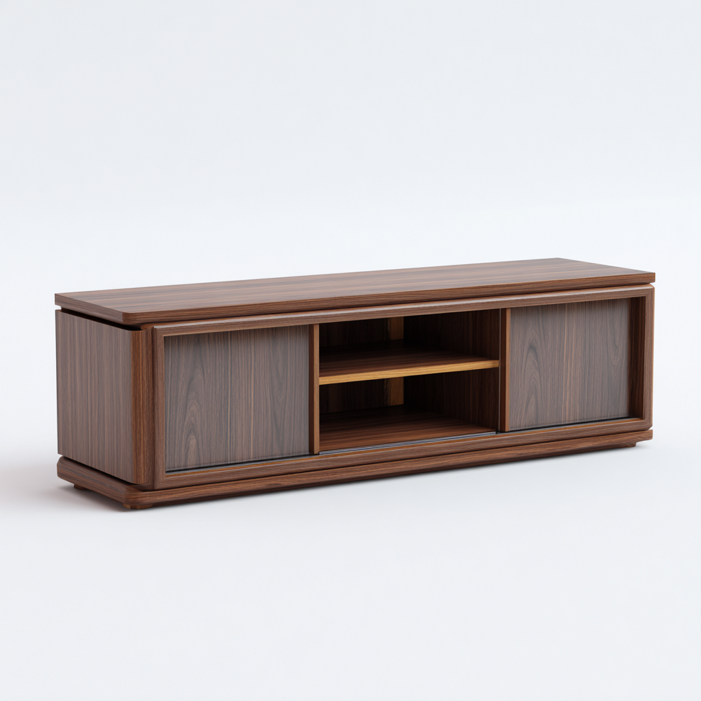 Meuble TV bois 150x40x50 cm - marron - adapté au salon - style moderne-Styleixe