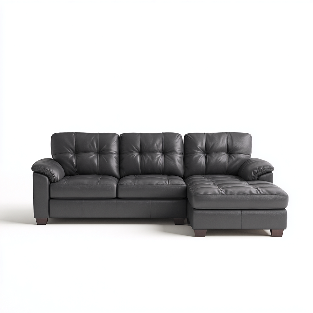 Canapé d'angle simili cuir 285x165x88 cm - gris foncé - adapté au salon - design contemporain-Styleixe