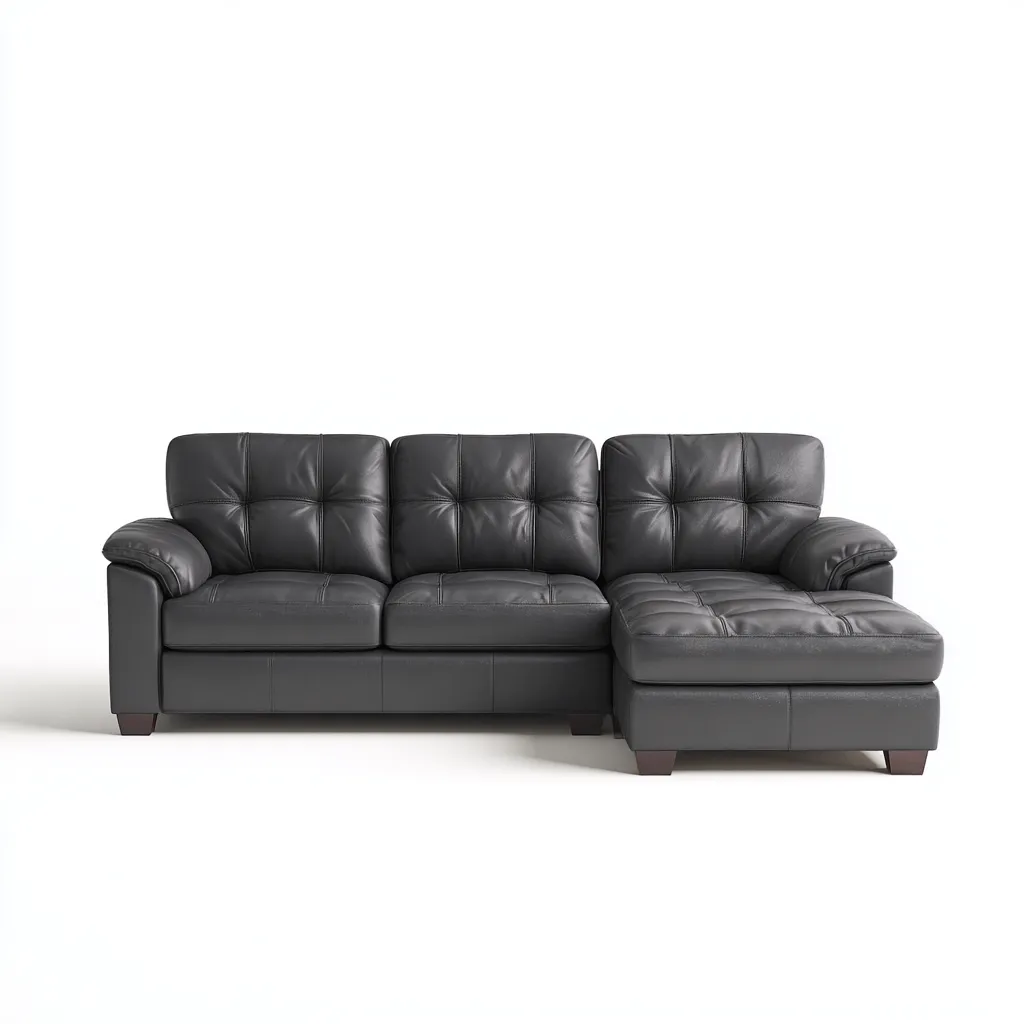 Canapé d'angle simili cuir 285x165x88 cm - gris foncé - adapté au salon - design contemporain-Styleixe