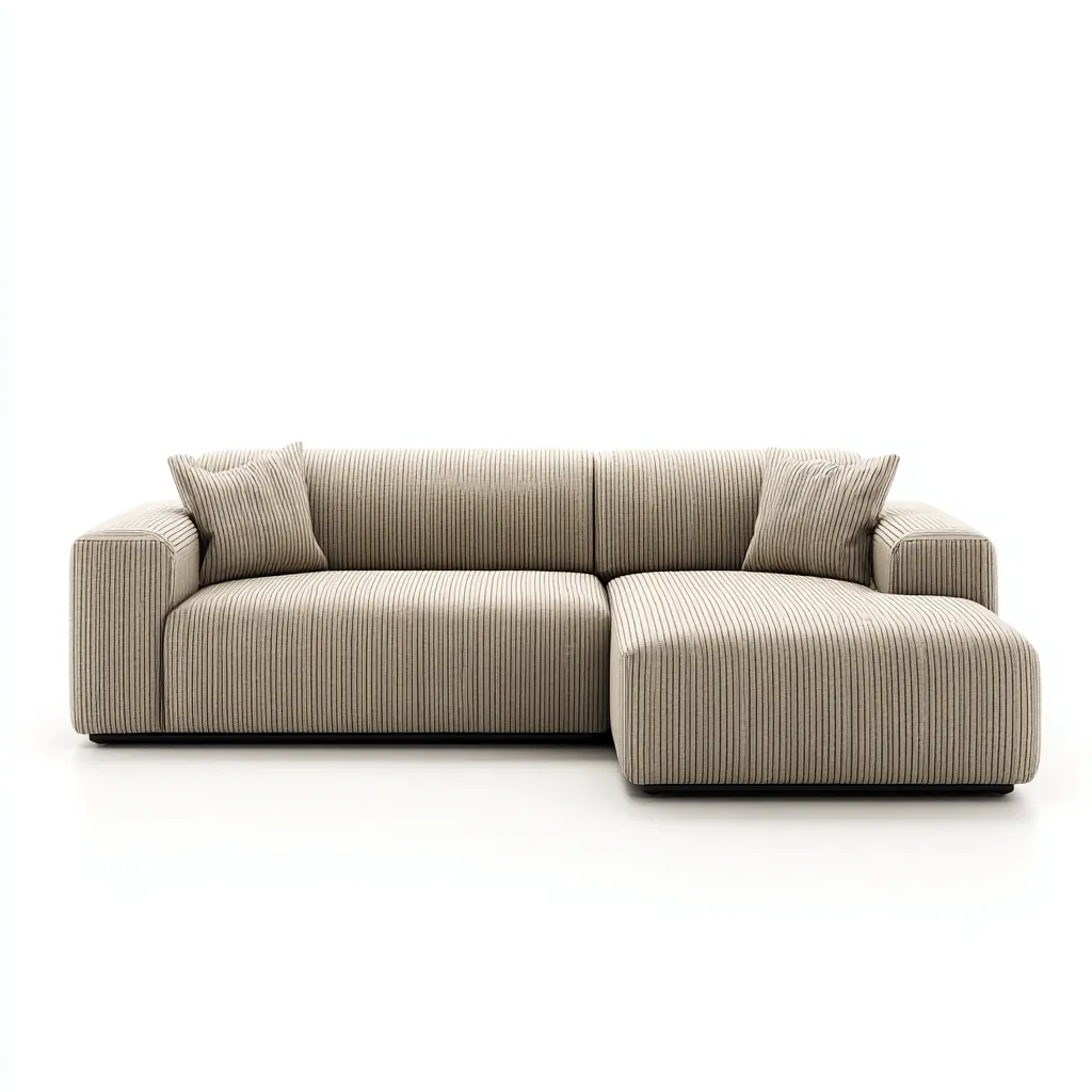 Canapé d'angle tissu côtelé 290x168x82 cm - beige - adapté au salon - design moderne-Styleixe