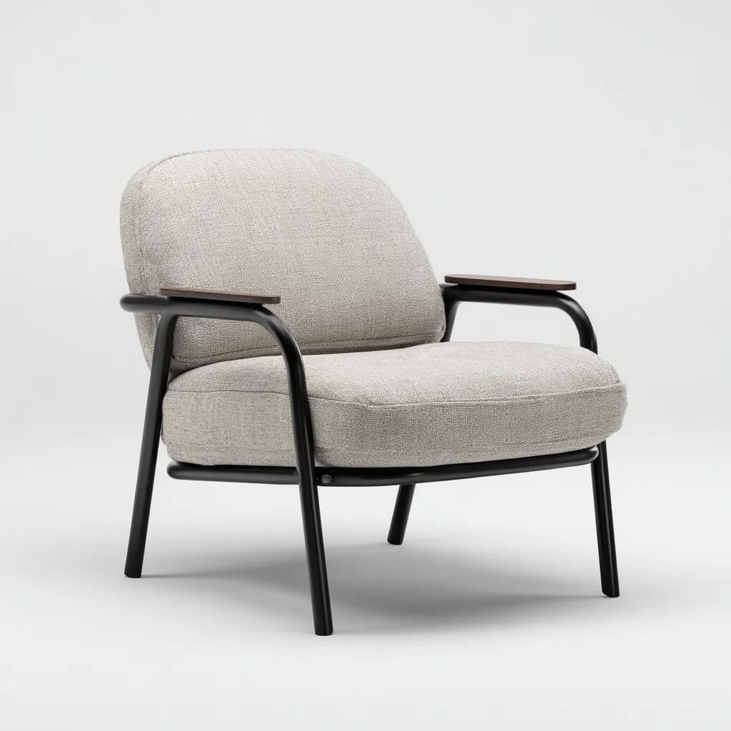 Fauteuil en tissu structure métallique 84x78x88 cm - gris clair - design moderne pour salon-Styleixe