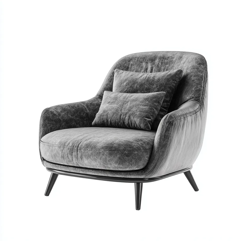Fauteuil en cuir pieds en métal 92x88x100 cm - gris - design moderne pour salon-Styleixe