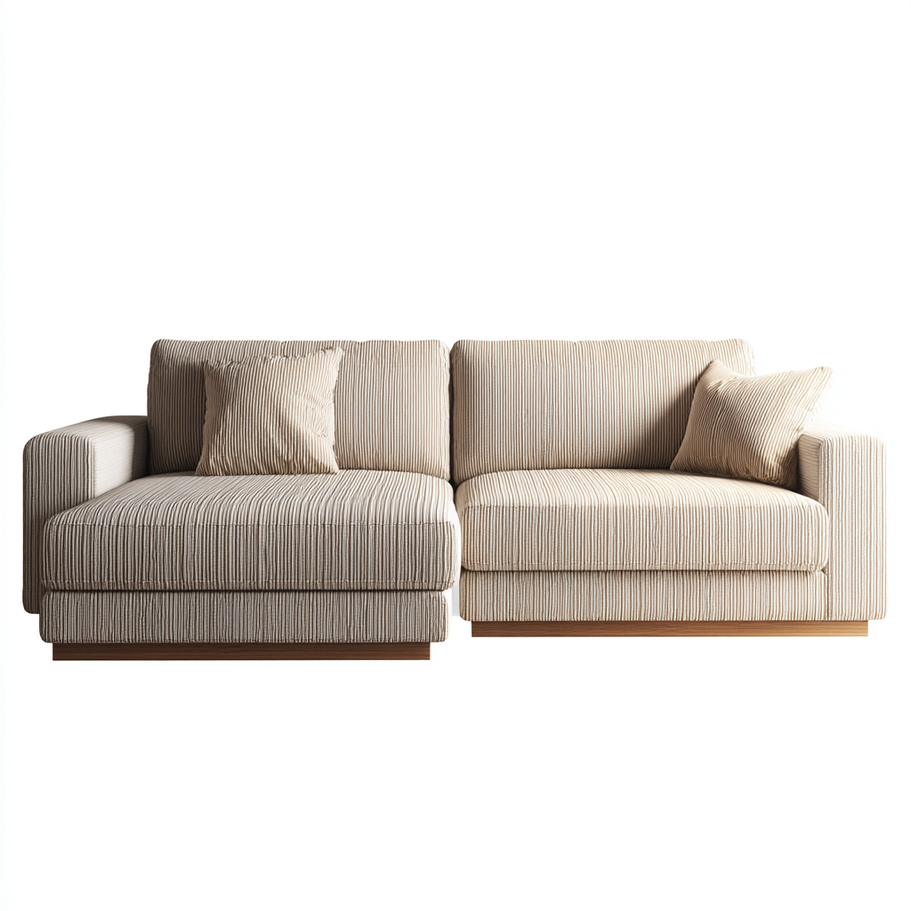 Canapé d'angle tissu côtelé 280x165x85 cm - beige - adapté au salon - design moderne-Styleixe